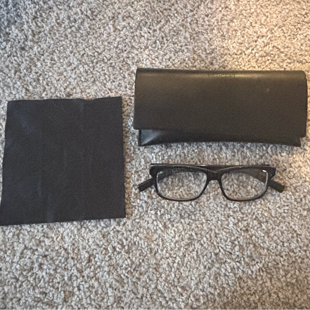 Saint Laurent Black Glasses with Case and Cloth